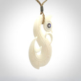 Hand carved bone manaia pendant. Made by NZ Pacific and for sale online. Free worldwide shipping.